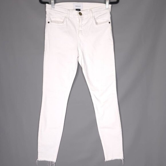 CURRENT ELLIOTT Women’s THE STILETTO SUGAR RELEASED HEM Jeans White USA MADE 28 - Picture 1 of 14
